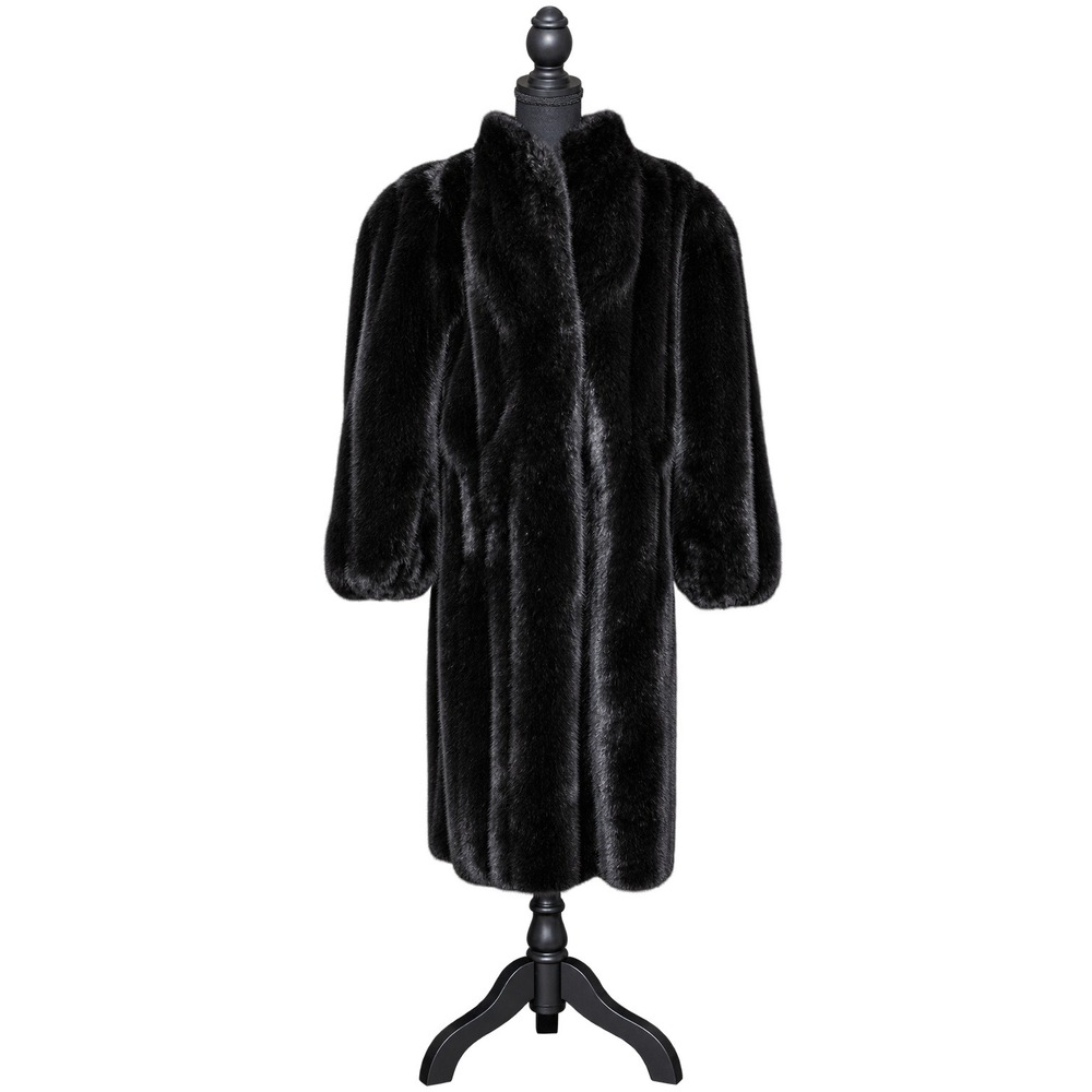 Vintage 90s Mirage Black Faux Fur Coat Mob Wife Glam Long Plush Winter Jacket